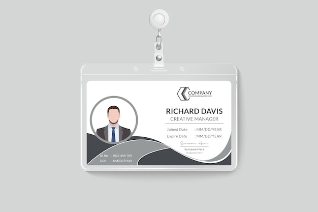 Grayscale design elements employee ID card design