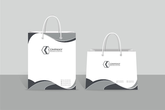 Grayscale design elements shopping bag template