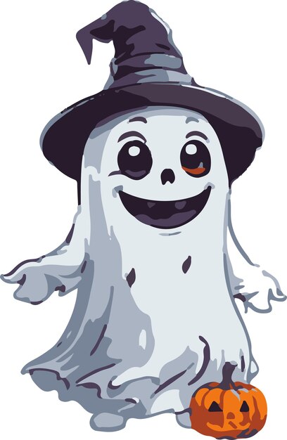 Вектор Векторная иллюстрация призрака в оттенках серого в концепции хэллоуина для наклейки с логотипом футболки