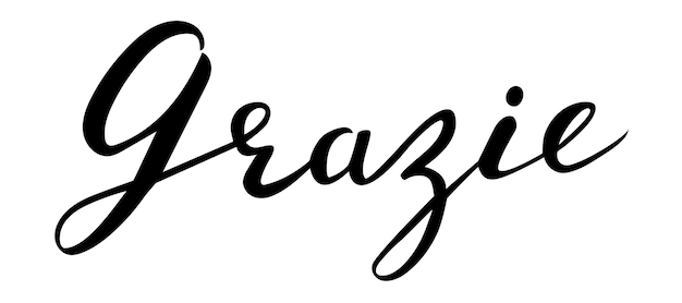 Grazie handwritten lettering Thank you in Italian language