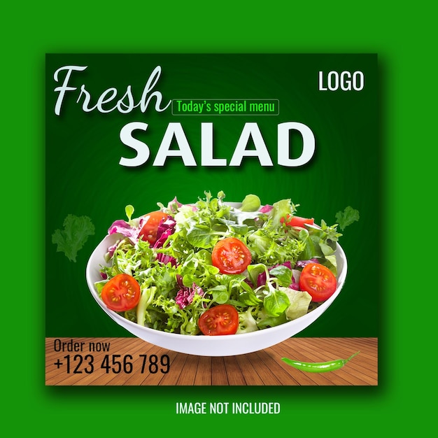 Grean and fresh salad poster design