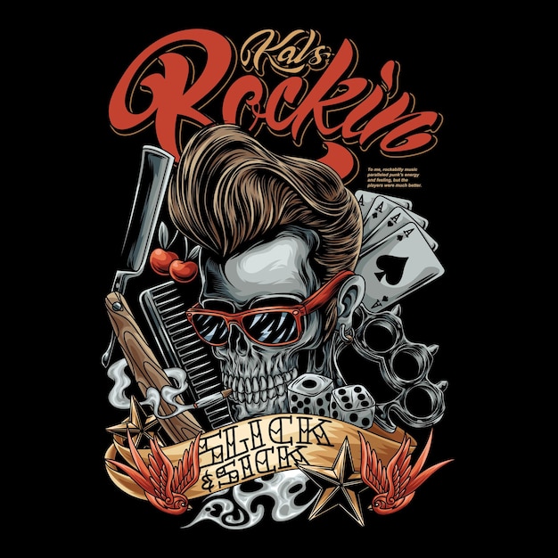 Vector greaser with text illustration