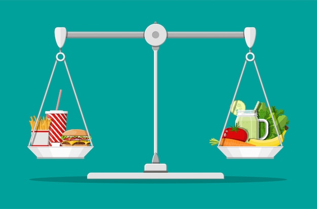 Vector greasy cholesterol vs. vitamins food