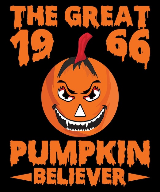 偉大な1966年のカボチャの信者のハロウィーンのTシャツのデザイン