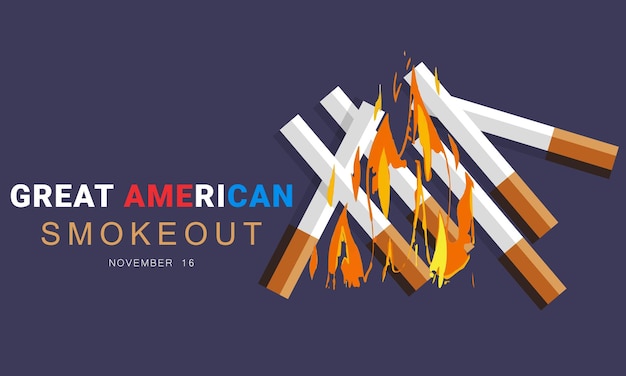 Grande american smokeout sfondo banner carta poster modello illustrazione vettoriale