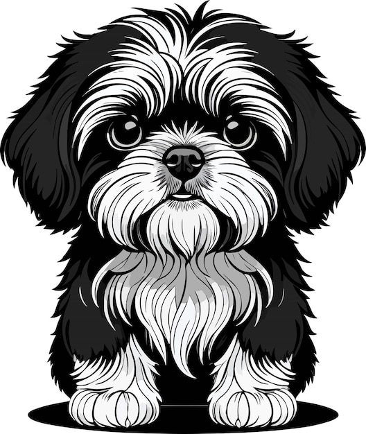 ベクトル 美しい shih tzu ペットアート