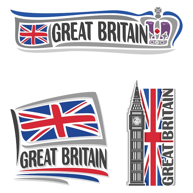 Vector great britain flag travel souvenir sticker skyline landmark logo badge stamp seal emblem eps