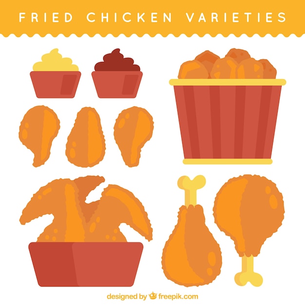 Vector great collection of tasty fried chicken