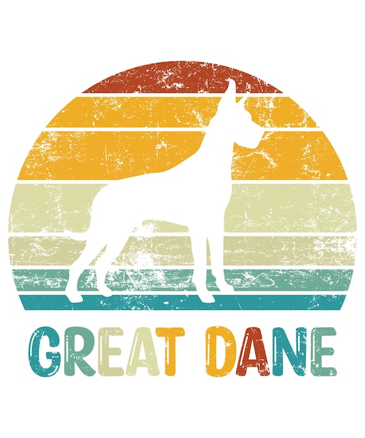 Vector great dane retro vintage sunset tshirt design template great dane on board car window sticker