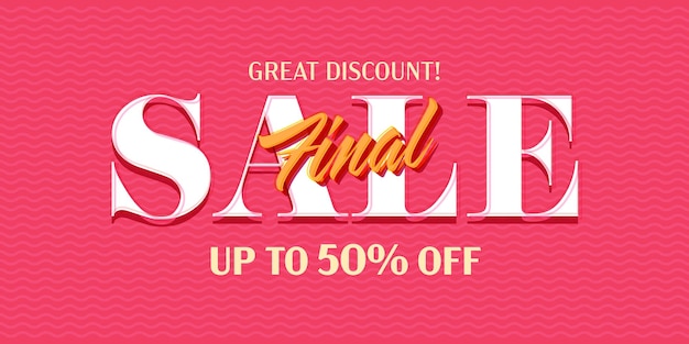 Vector great discount final sale up to  percent off banner