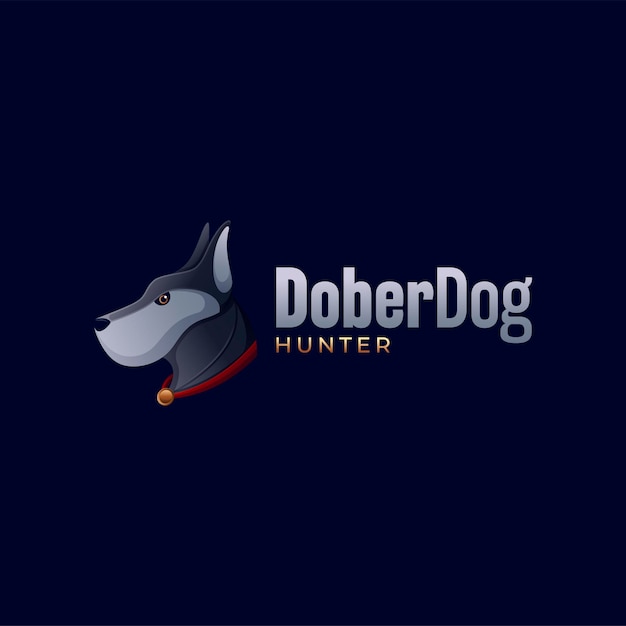 Grande design del logo del cane doberman