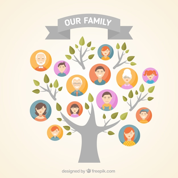 Vector great family tree in flat design