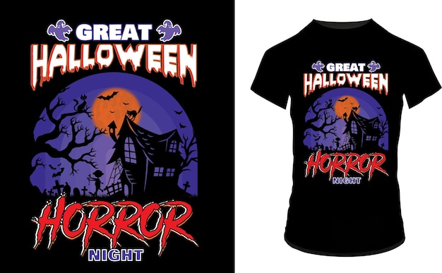 great halloween horror night t shirt design