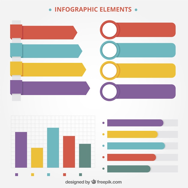 Grandi elementi infographic con varietà di colori