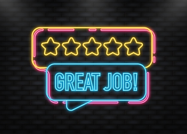 Great job bubble banner in 3d style on white background vector illustration neon icon