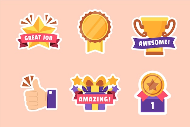 Vector great job stickers pack