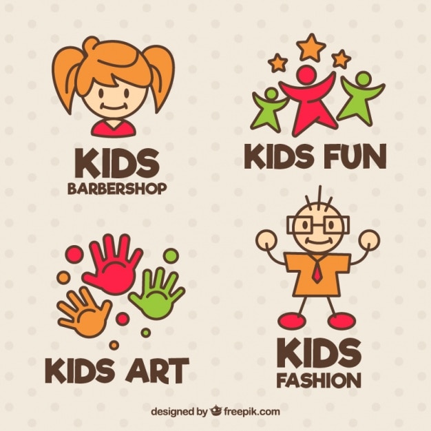 great kids logos in flat design