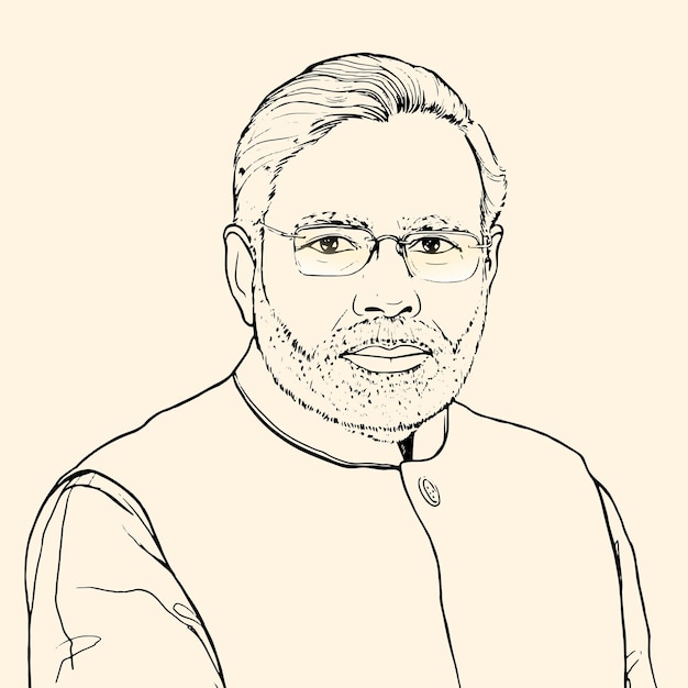 Vettore schizzo del ritratto del grande leader narendra modi pride of india.