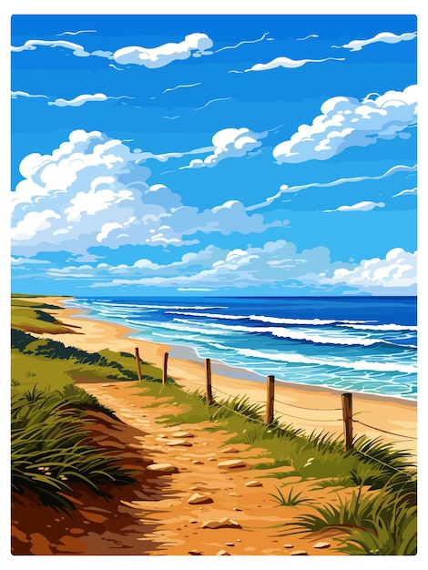 Vector great ocean walk australië vintage reisposter souvenir postkaart portret schilderij illustratie