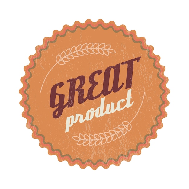 Great product brown label in vintage style on a white background