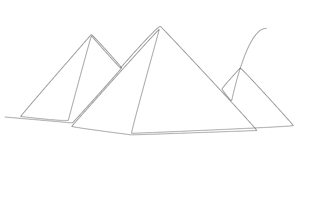 Vettore la grande piramide di giza in egitto line art