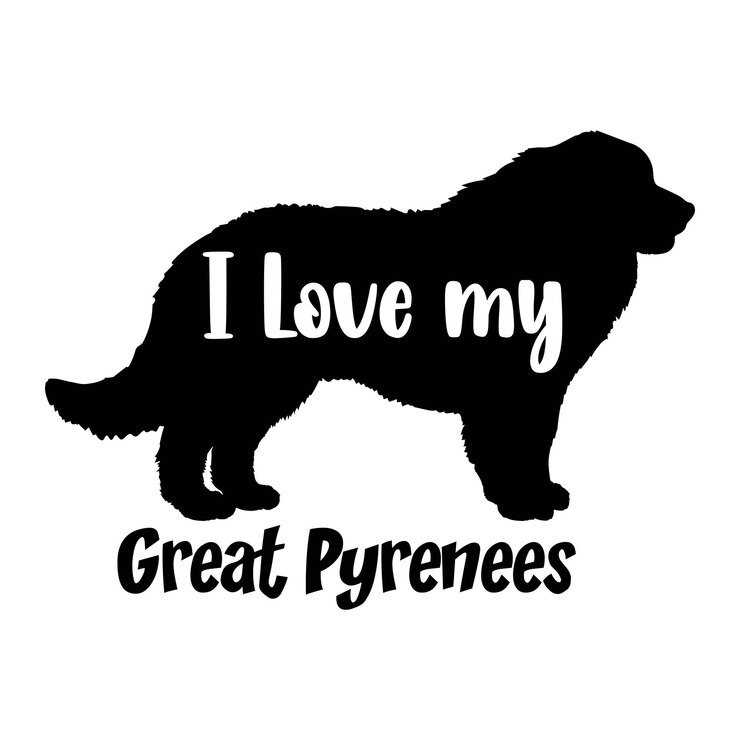 Vector great pyrenees i love my dog dog silhouette dog breeds logo dog monogram vector
