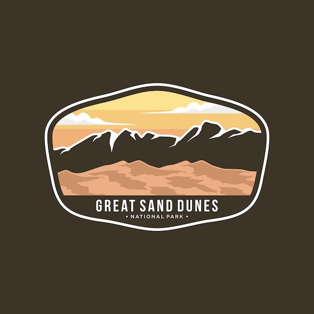 Great sand dunes national park emblem patch logo illustration  on dark background