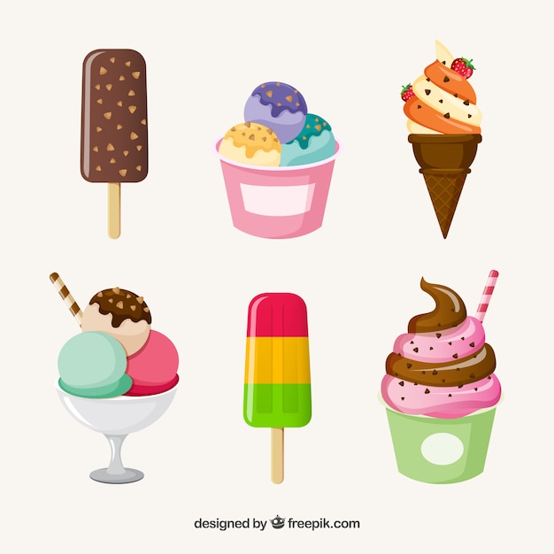 Vector great selection of delicious ice creams