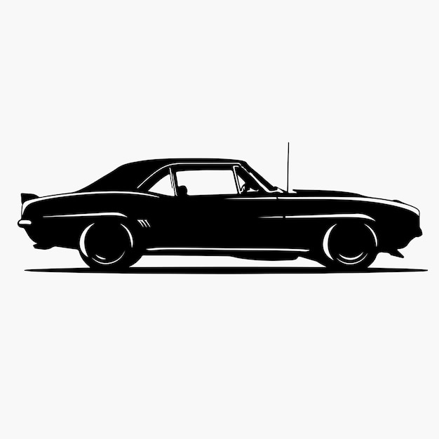 Vector great silhouettes of shingle car white background