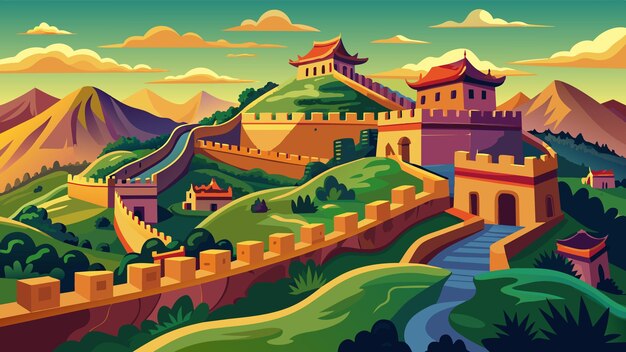 great wall vector graphics illustration EPS source file format lossless scaling icon design