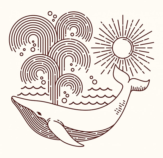 Great whale line illustration