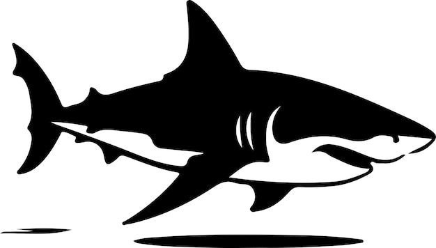 Vector great white shark black silhouette with transparent background