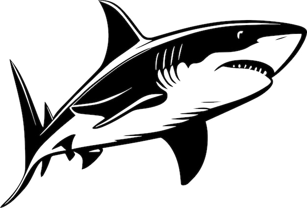 Great White Shark Logo Monochrome Design