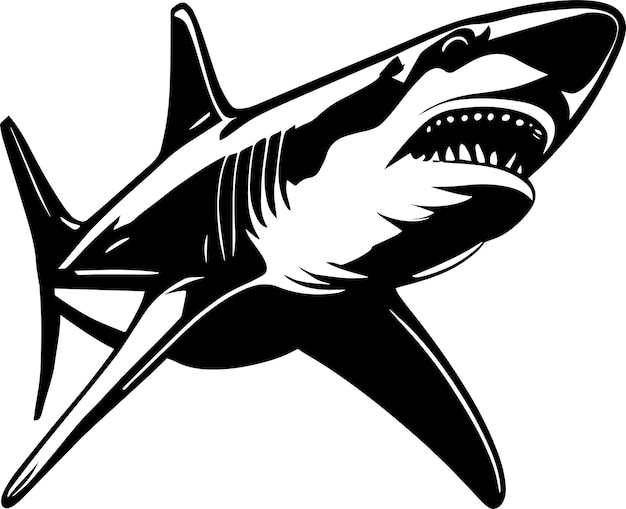 Great White Shark Logo Monochrome Design