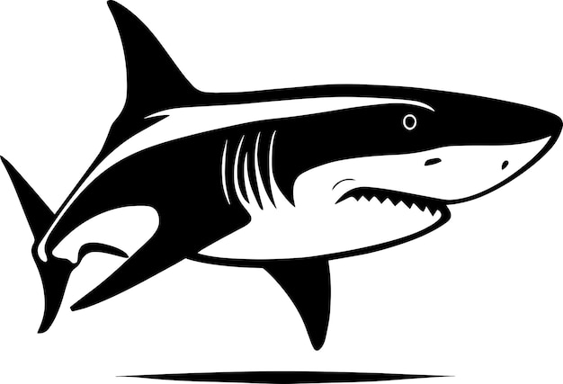 ホホジロザメのロゴのモノクロ デザイン