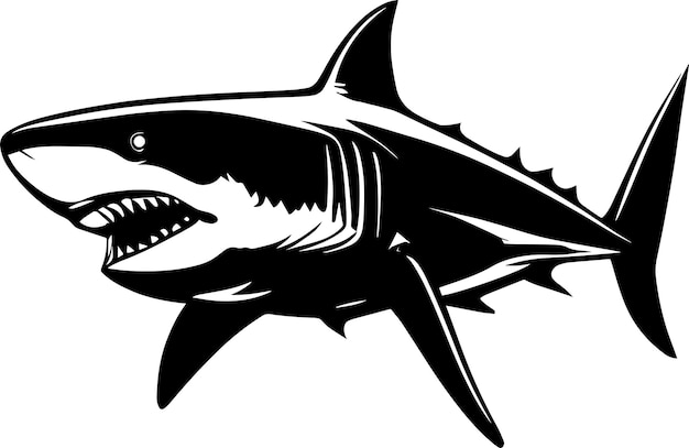 Vector great white shark logo monochrome design