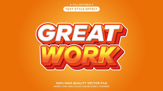 great work modern text effect vector editable