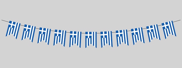 Greece bunting flag garland Ohi Day Greek holiday hanging flags pennants horizontal vector illustration