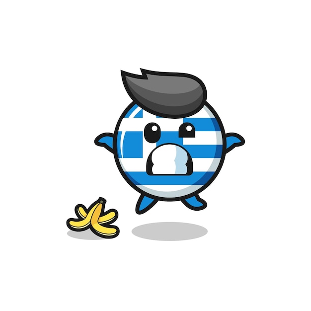 Greece cartoon is slip on a banana peel cute design