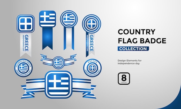 Greece country flag badge vector collection