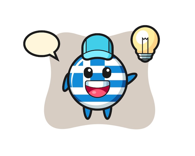 Greece flag badge character cartoon getting the idea