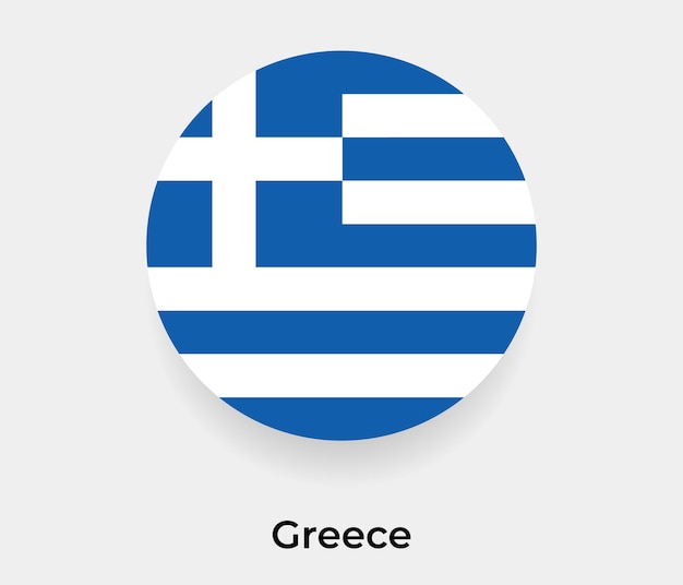 Флаг Греции пузырь круг круглой формы значок векторные иллюстрации