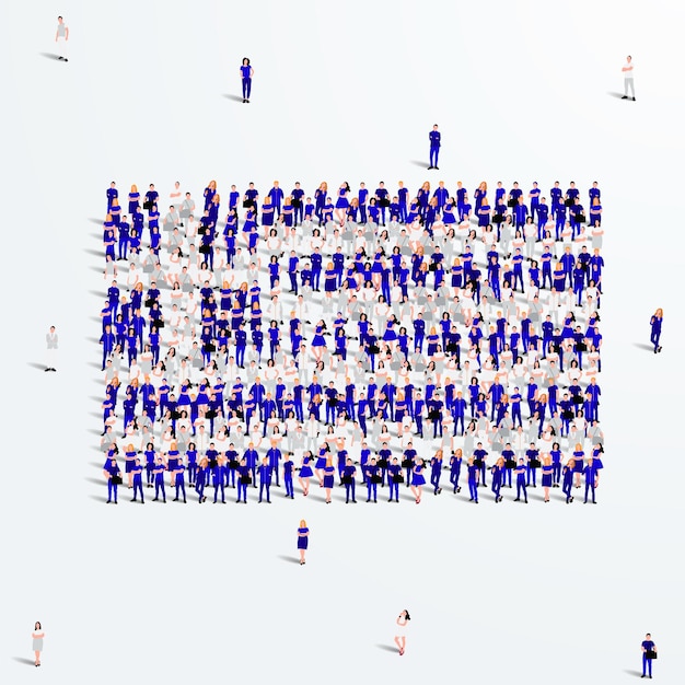 Vector greece flag. a large group of people form to create the shape of the greece flag. vector.
