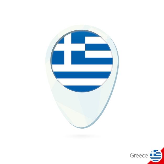 Vector greece flag location map pin icon on white background