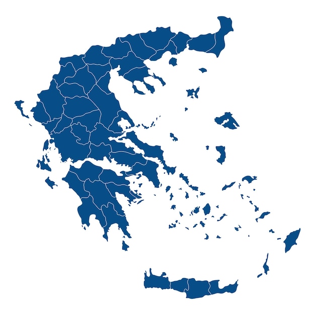 Vettore mappa della grecia con mappa amministrativa della grecia