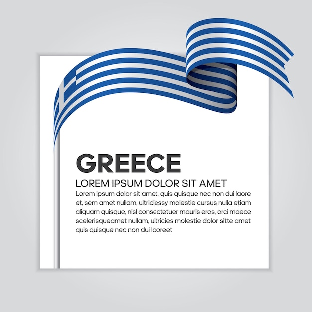 Greece ribbon flag, vector illustration on a white background