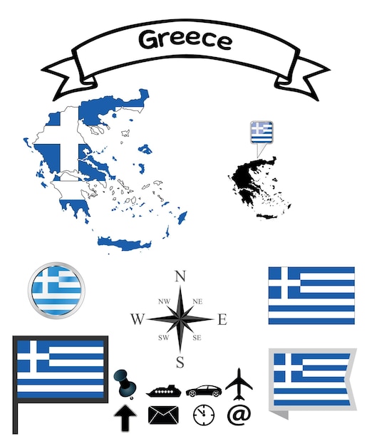 Vector greece set official flags collection