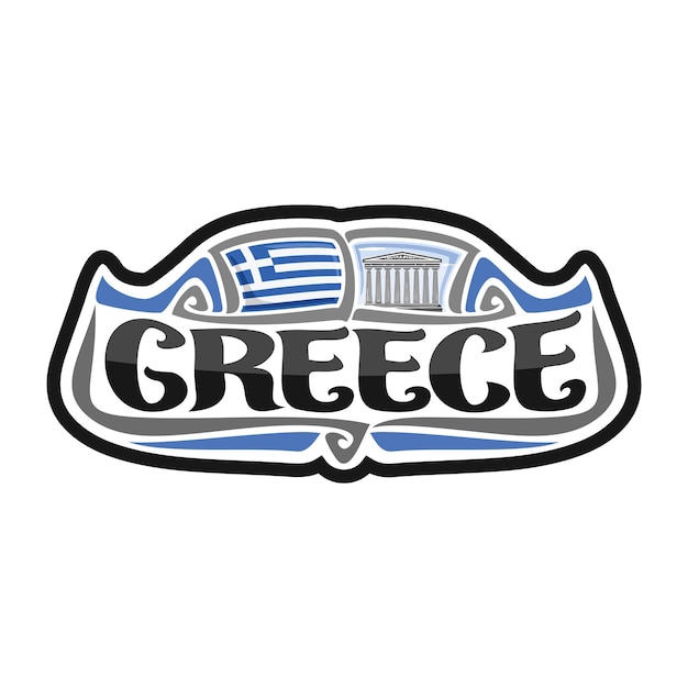 Illustrazione del ricordo di viaggio del distintivo del logo della bandiera dell'autoadesivo della grecia