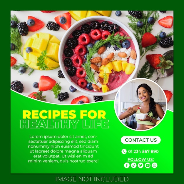 Greeen healthy life vector editable social media post template