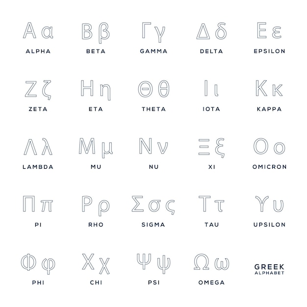 Vector greek alphabet design vector illustration